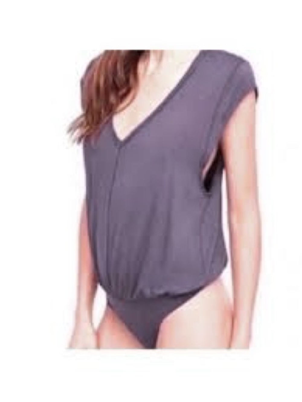 NWT. Intimately Free People. Cap Sleeve Thong Bodysuit. Dusty Purple. Large.
